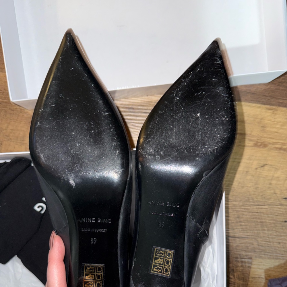 Anine Bing Nina Boots With Metal Toe Cap In Black 39 - Picture 3 of 9